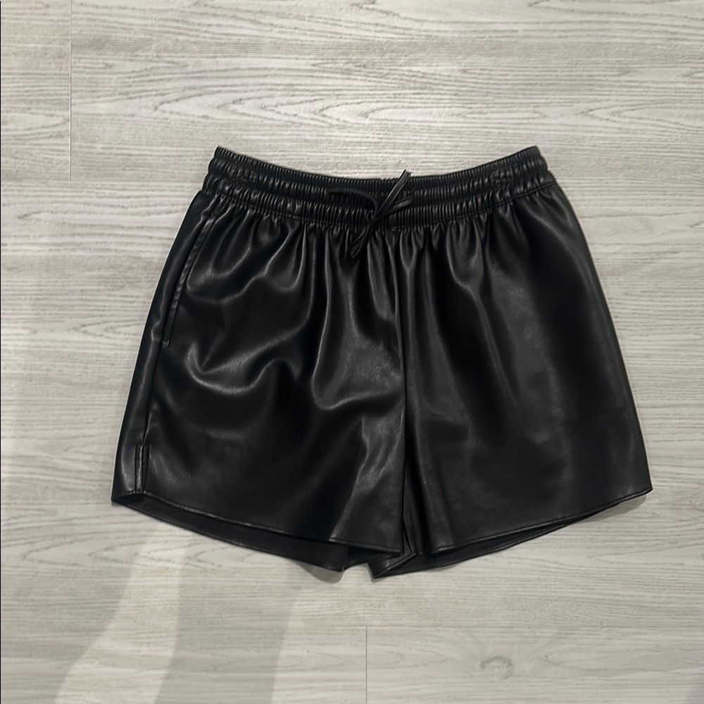 Black leather shorts